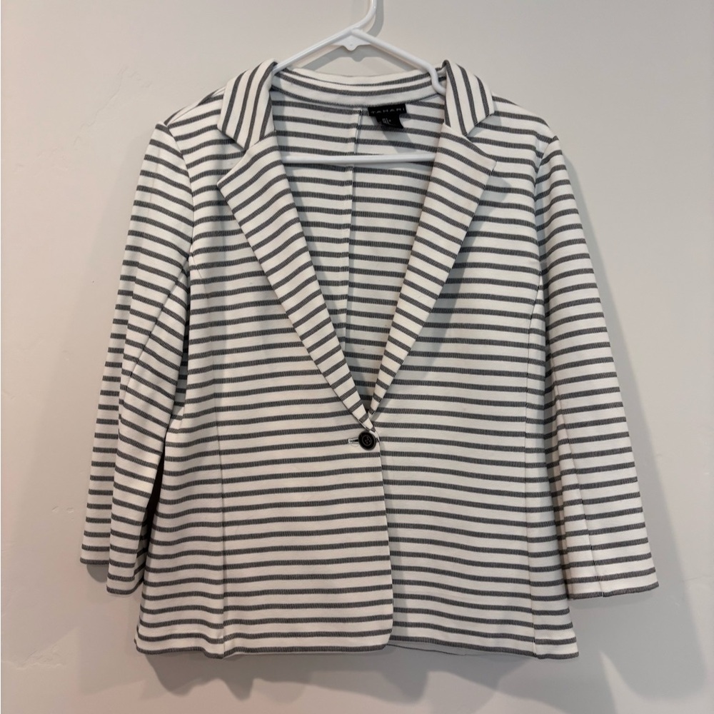 Tahari Black and White Striped Blazer